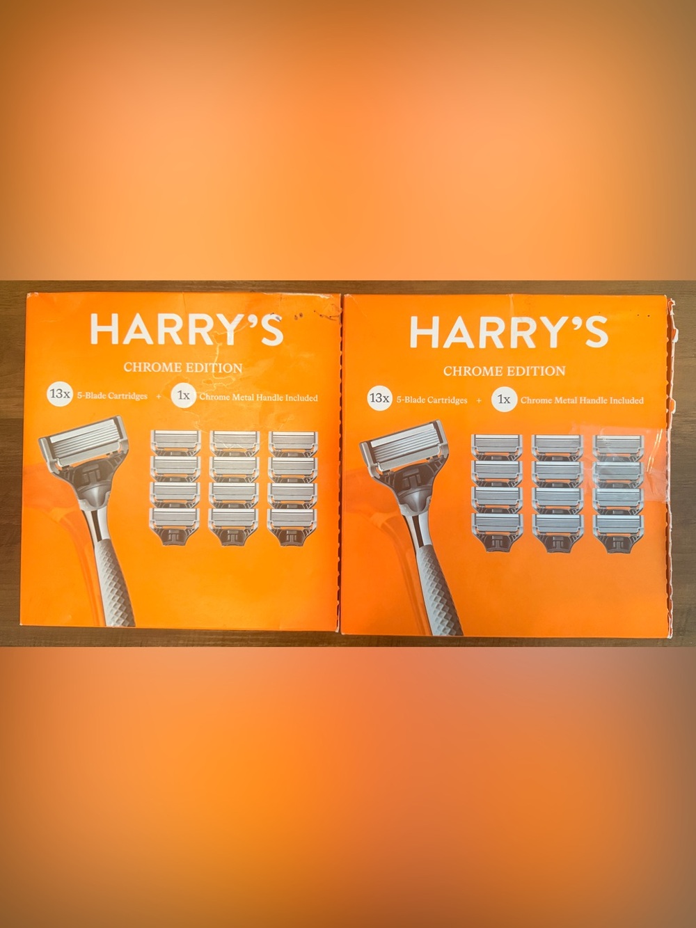 2-PACK Harry's Chrome Edition Razor Set 13 Cartridges Chrome Handle Open Box NEW
